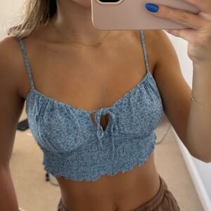 Blue floral crop top